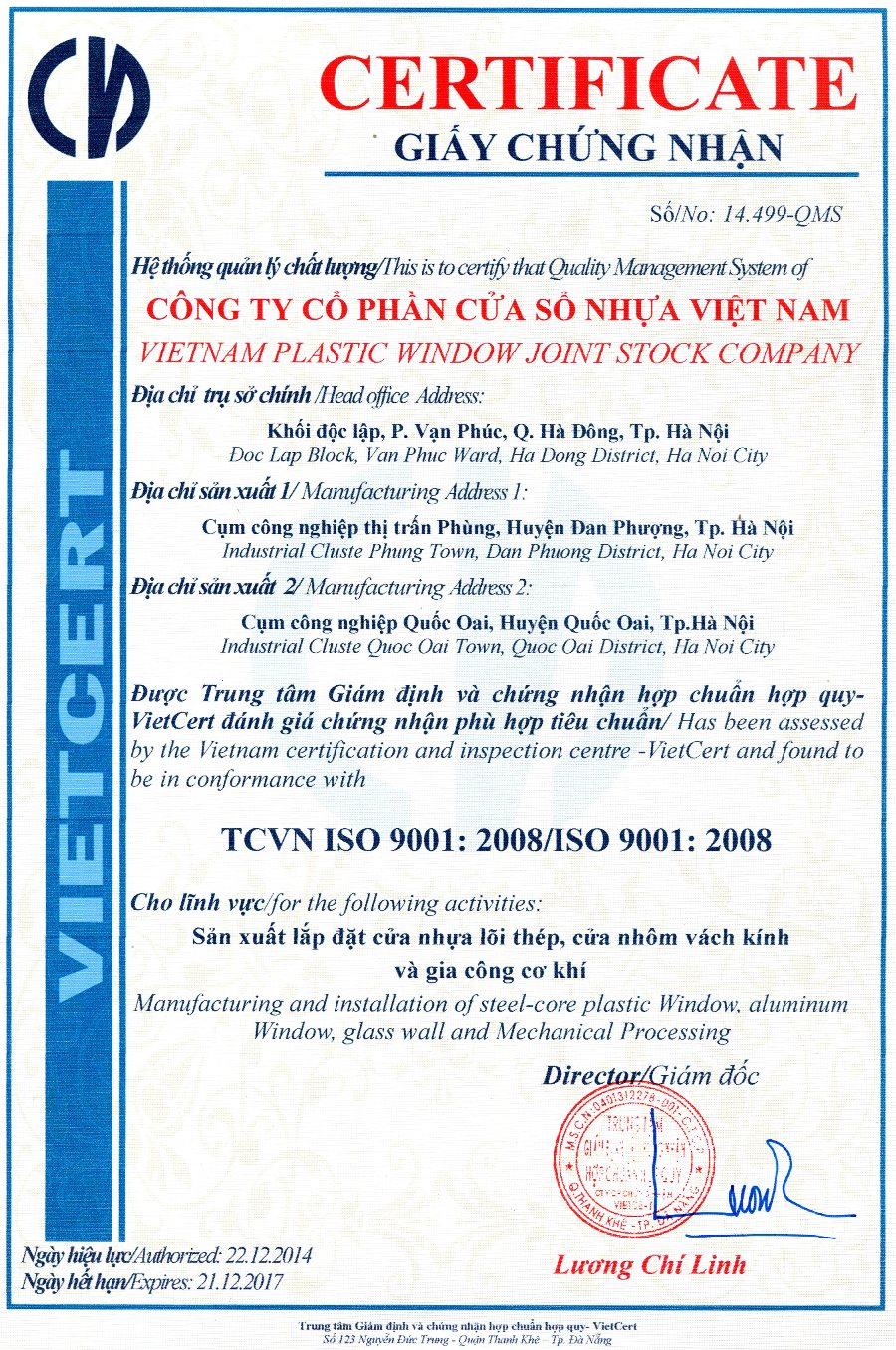 VietnamWindow đạt Top 10 nhãn hiệu hàng hóa nổi tiếng - Nhãn hiệu cạnh tranh năm 2012